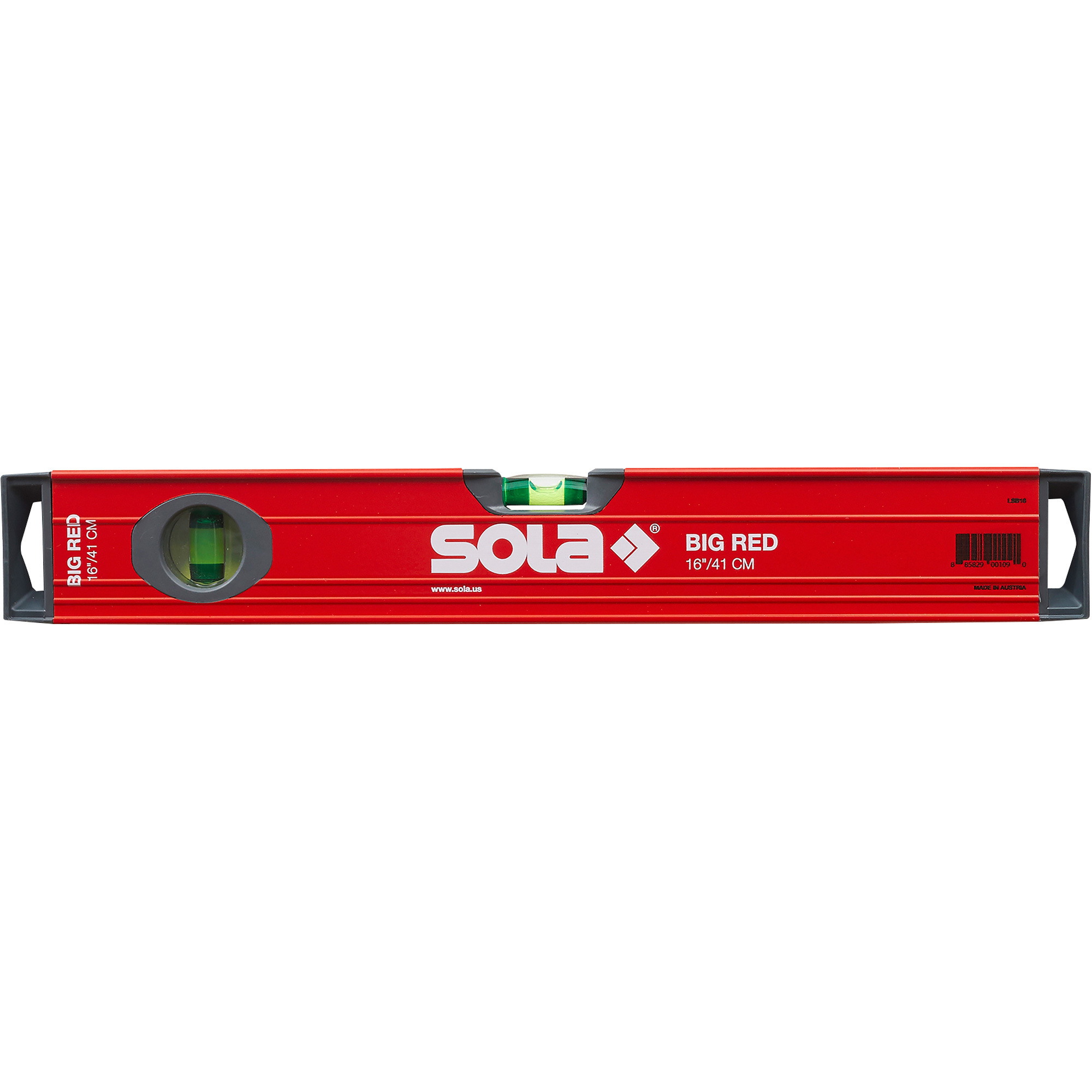 SOLA Box Beam Level - 16in., 2 Vials, Heavy-Duty, High Contrast, Model# LSB16
